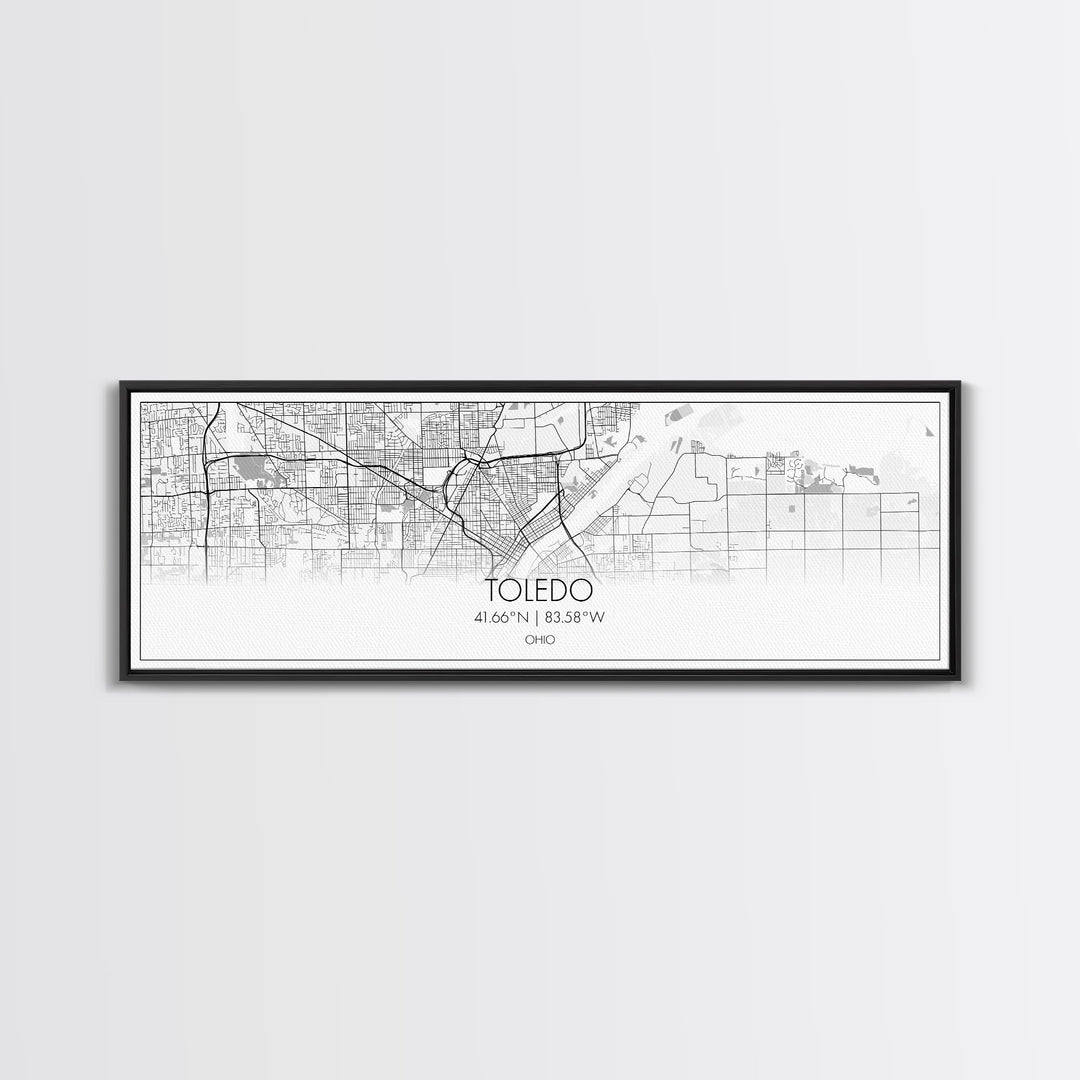 Panoramic Toledo City Map, Ohio Art, Map Print, Minimalist Wall Art, Canvas Art, Housewarming Gift, Street Map Art, Closing Gift