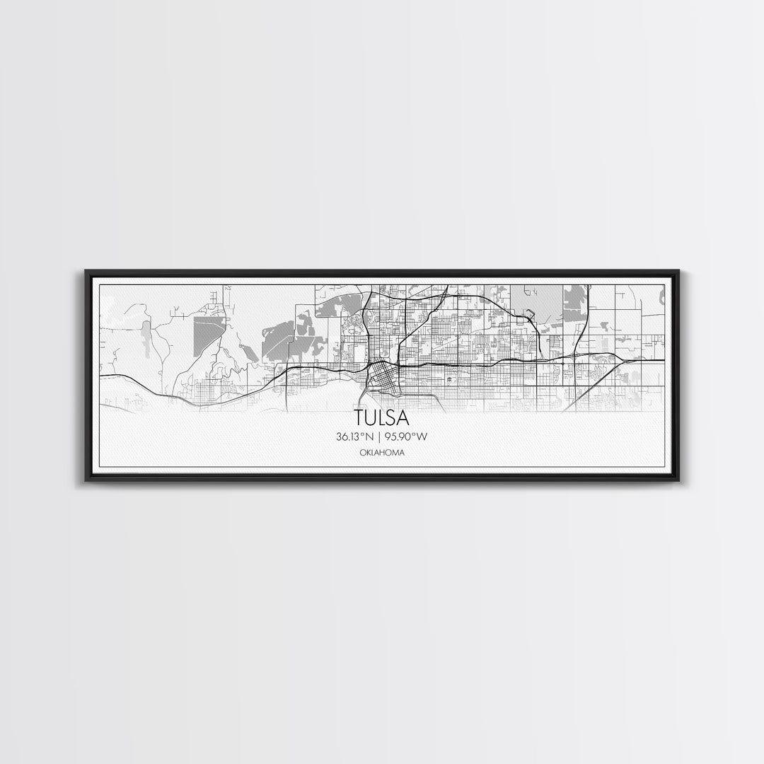 Panoramic Tulsa City Map, Oklahoma Art, Map Print, Minimalist Wall Art, Canvas Art, Housewarming Gift, Street Map Art, Closing Gift