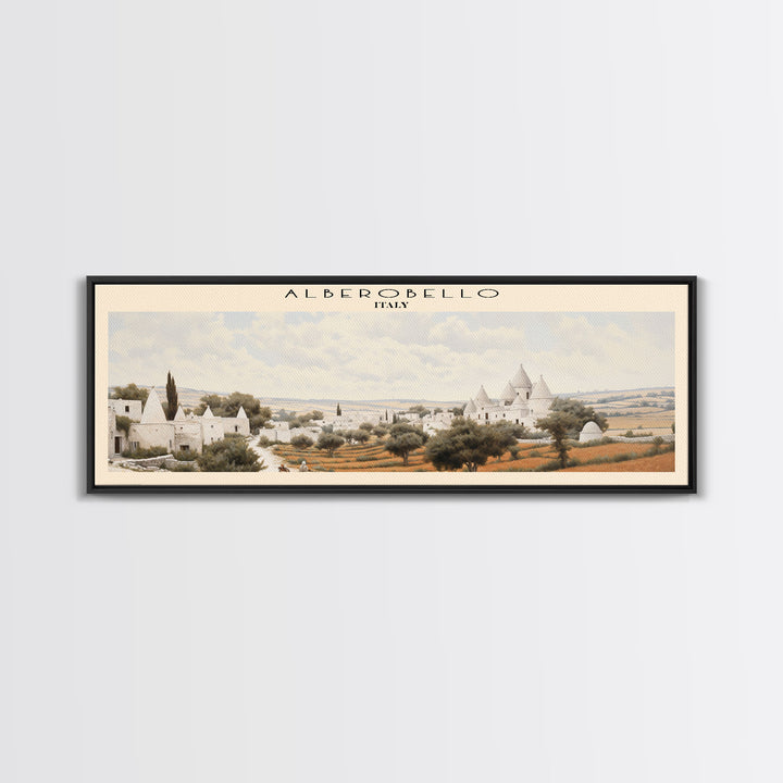 Alberobello Italy | Framed Travel Poster Canvas Print | Trendy Wall Art | Watercolor Painting | Living Room Art | Unique Art