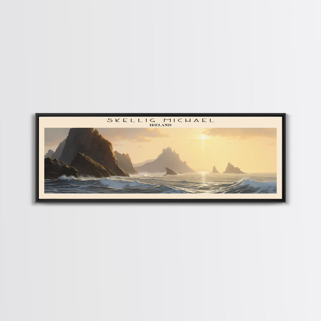 Skellig Michael COUNTRY Travel Poster Print, Framed Canvas Print, COUNTRY Travel Art, Wood Framed Art, Wall Hanging, Home Decor