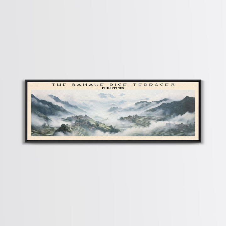 The Banaue Rice Terraces Retro Style Travel Poster - Framed Canvas Print - COUNTRY Travel Decor | Vintage Style Home Decor - Travel Print - Wall Art