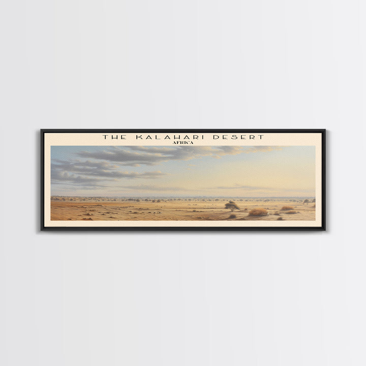 The Kalahari Desert Retro Style Travel Poster - Framed Canvas Print - COUNTRY Travel Decor | Vintage Style Home Decor - Travel Print - Wall Art