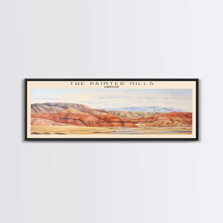 The Painted Hills Retro Style Travel Poster - Framed Canvas Print - COUNTRY Travel Decor | Vintage Style Home Decor - Travel Print - Wall Art