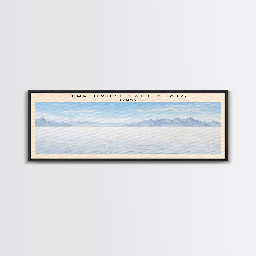 The Uyuni Salt Flats COUNTRY | Framed Travel Poster Canvas Print | Trendy Wall Art | Watercolor Painting | Living Room Art | Unique Art