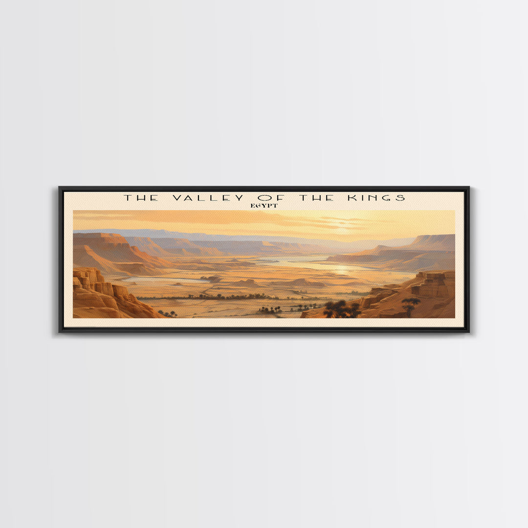 The Valley of the Kings Retro Style Travel Poster - Framed Canvas Print - COUNTRY Travel Decor | Vintage Style Home Decor - Travel Print - Wall Art