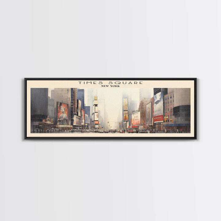 Times Square COUNTRY | Framed Travel Poster Canvas Print | Trendy Wall Art | Watercolor Painting | Living Room Art | Unique Art