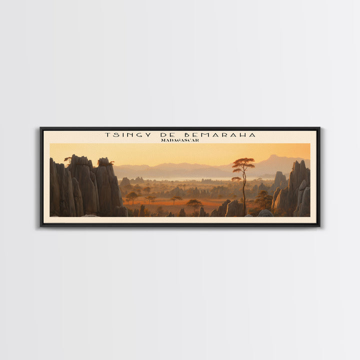 Tsingy de Bemaraha Framed Canvas Print Travel Poster | Wall Art | Home Decor | Gift For Travel Lover | Wall Hanging | Original Art