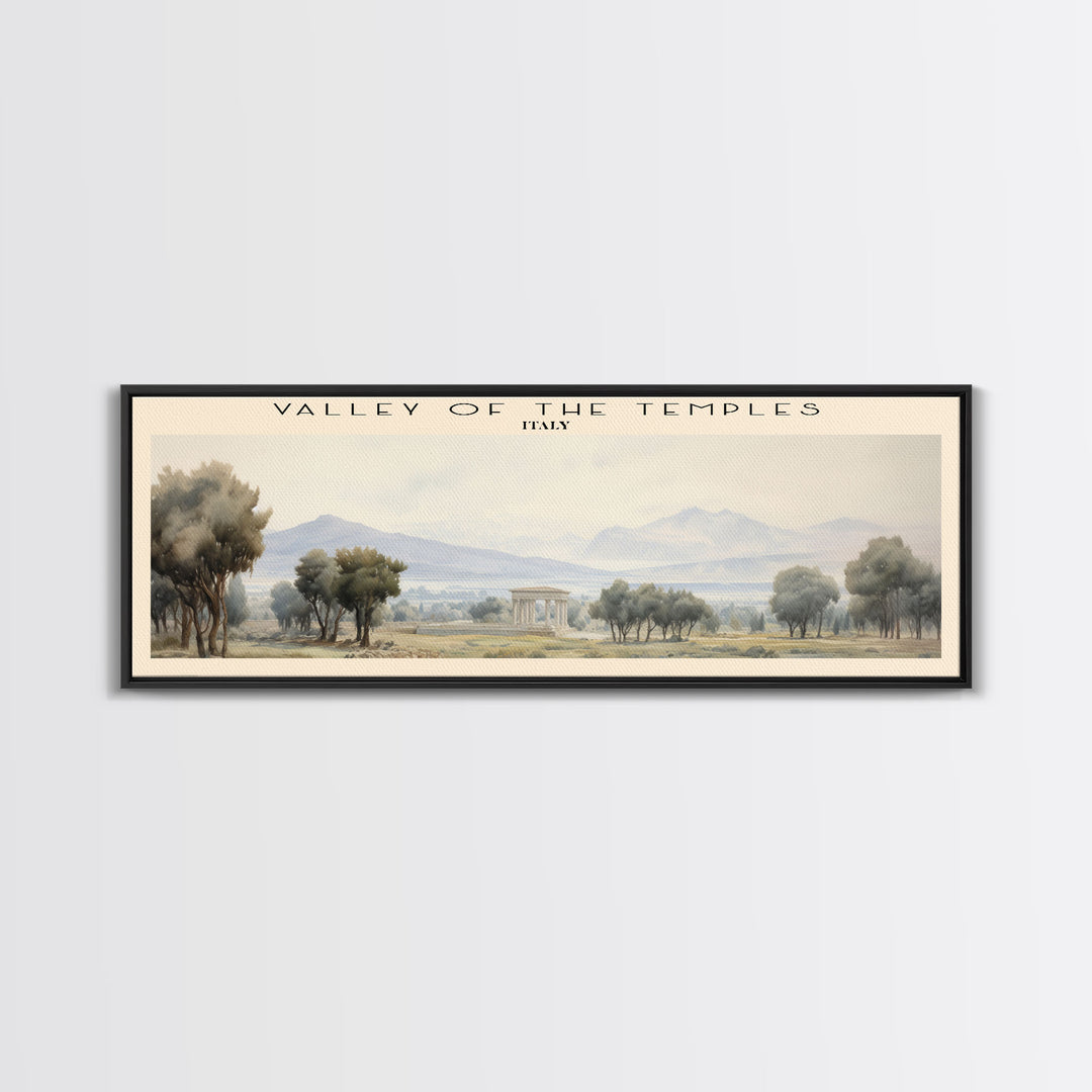 Valley of the Temples COUNTRY | Framed Travel Poster Canvas Print | Trendy Wall Art | Watercolor Painting | Living Room Art | Unique Art