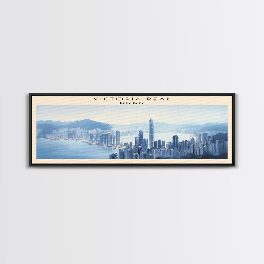 Victoria Peak COUNTRY Travel Poster Print, Framed Canvas Print, COUNTRY Travel Art, Wood Framed Art, Wall Hanging, Home Decor