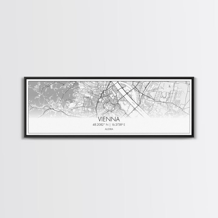 Panoramic Vienna City Map, Austria Art, Map Print, Minimalist Wall Art, Canvas Art, Housewarming Gift, Street Map Art, Closing Gift