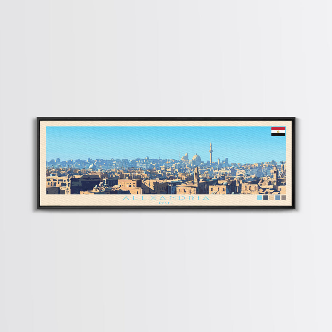 Algiers, Algeria Panoramic Travel Poster Canvas Print, Algiers, Algeria Painting, Algeria Art, Algiers Travel Art, Guest Room Painting