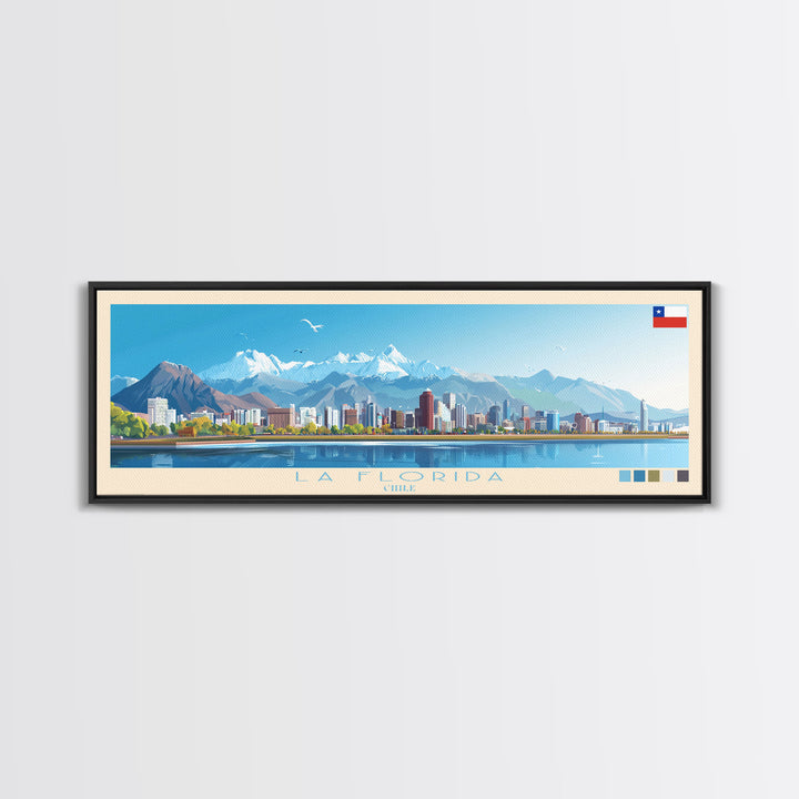 La Florida, Chile Panoramic Travel Poster Canvas Print, La Florida, Chile Painting, Chile Art, La Florida Travel Art, Living Room Painting