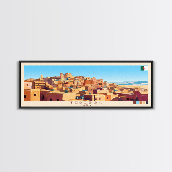 Tebessa, Algeria Panoramic Travel Poster Canvas Print, Tebessa, Algeria Painting, Algeria Art, Tebessa Panoramic Travel Art, Travel Painting