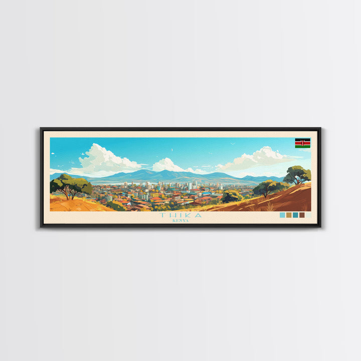 Thika, Kenya Panoramic Travel Poster Canvas Print, Thika, Kenya Painting, Kenya Art, Thika Panoramic Travel Art, Travel Painting