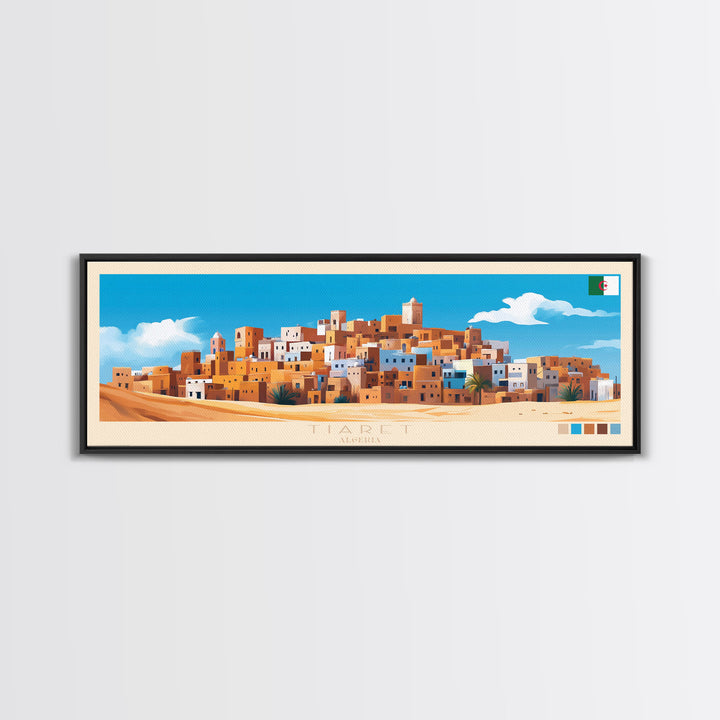 Tiaret, Algeria Panoramic Travel Poster Canvas Print, Tiaret, Algeria Painting, Algeria Art, Tiaret Panoramic Travel Art, Travel Painting