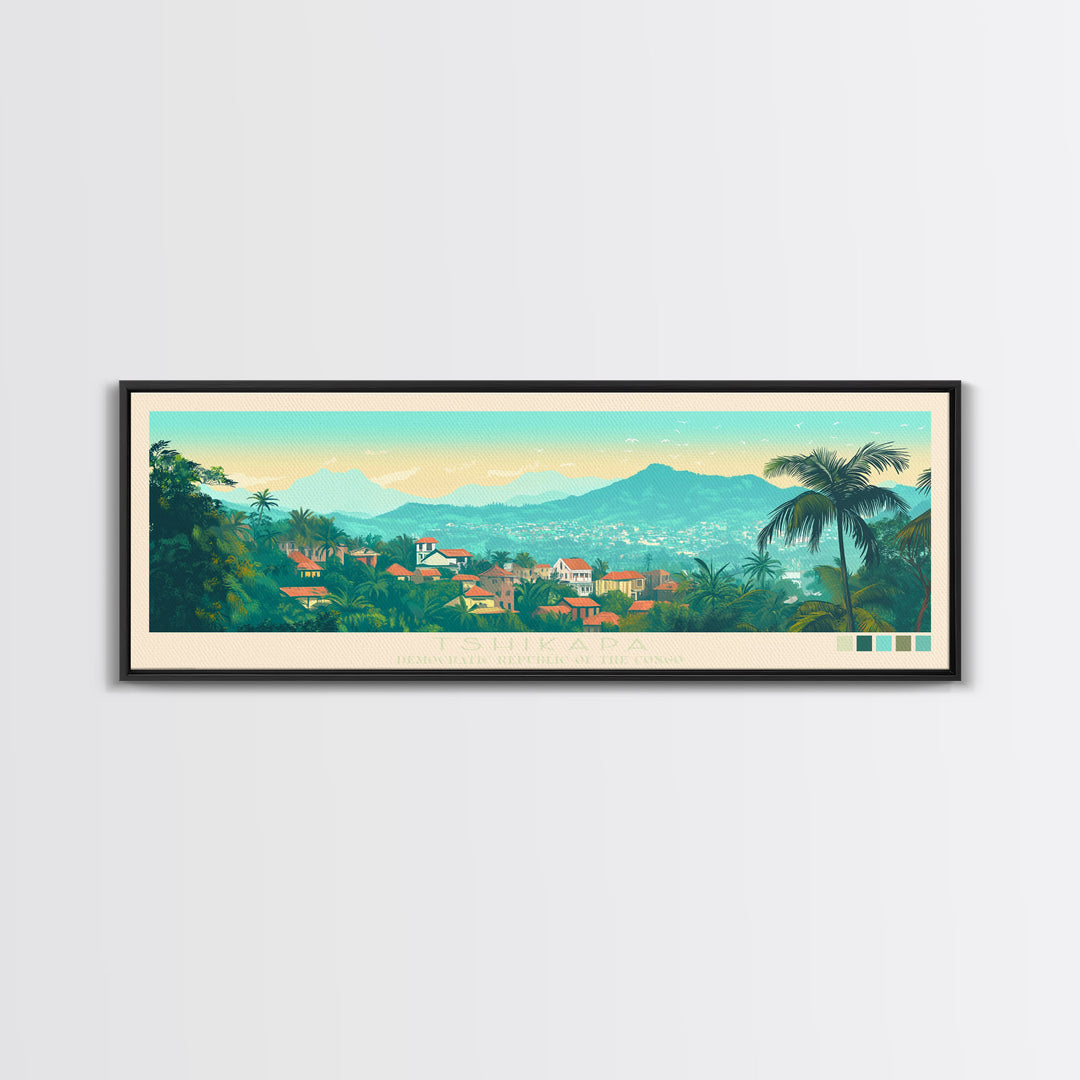 Tshikapa, Congo Travel Poster Panoramic Canvas Print, Tshikapa, Congo Painting, Congo Art, Tshikapa Travel Art, Guest Room Painting