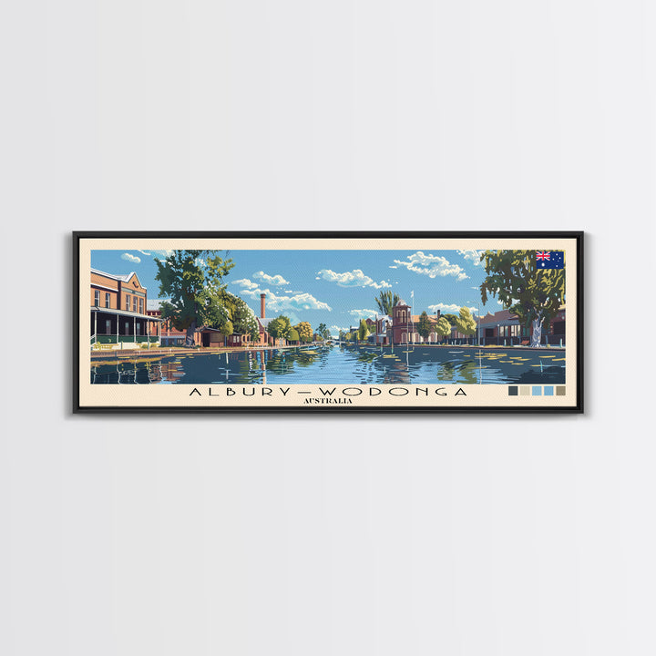 Albury–Wodonga, Australia Panoramic Canvas Print, Albury–Wodonga, Australia Painting, Australia Art, Albury–Wodonga Travel Poster, Travel Art, Housewarming Gift