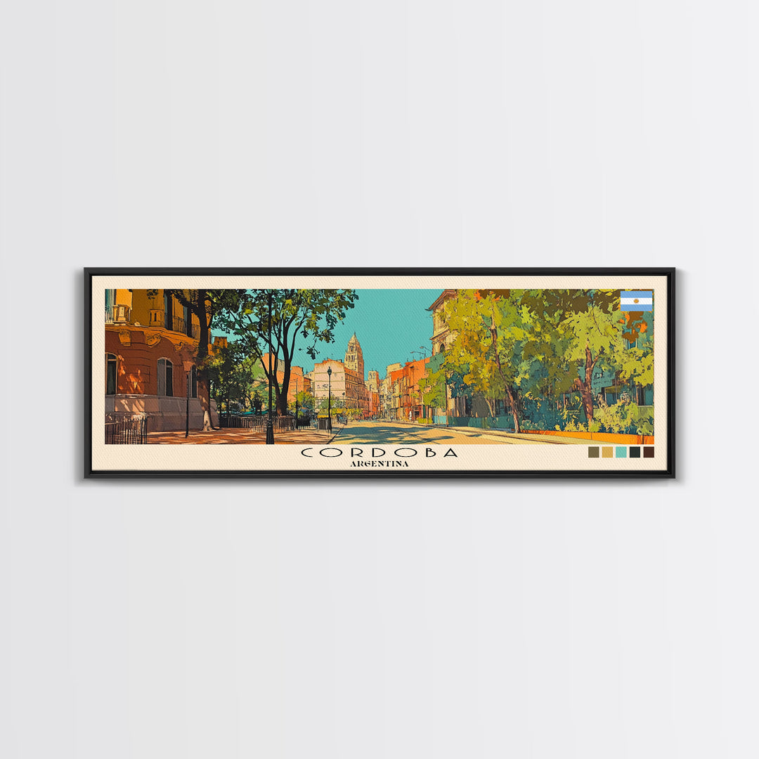 Cordoba, Argentina Panoramic Canvas Print, Cordoba, Argentina Painting, Argentina Art, Cordoba Travel Poster, Travel Art, Housewarming Gift