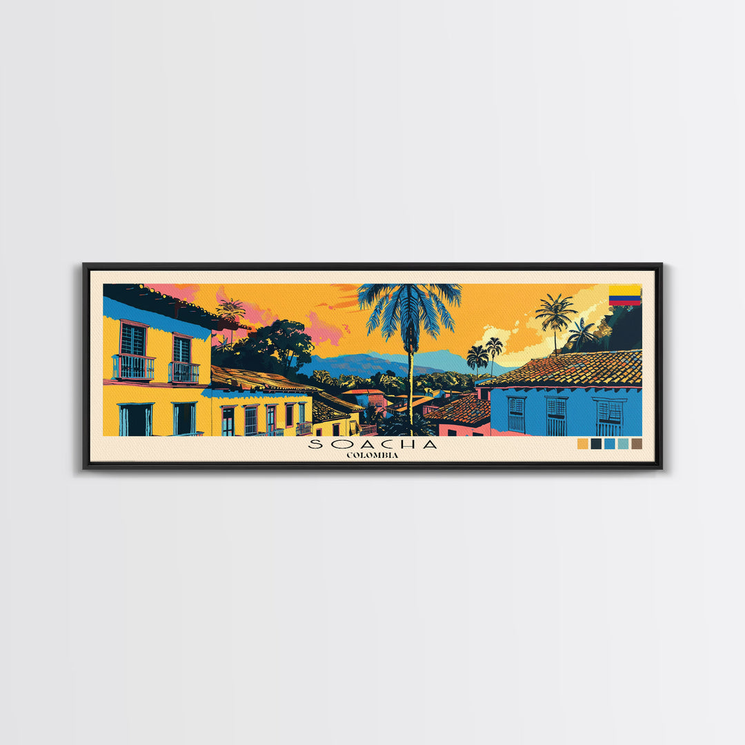 Soacha, Colombia Panoramic Canvas Print, Soacha, Colombia Painting, Colombia Art, Soacha Travel Poster, Travel Art, Guest Room Painting