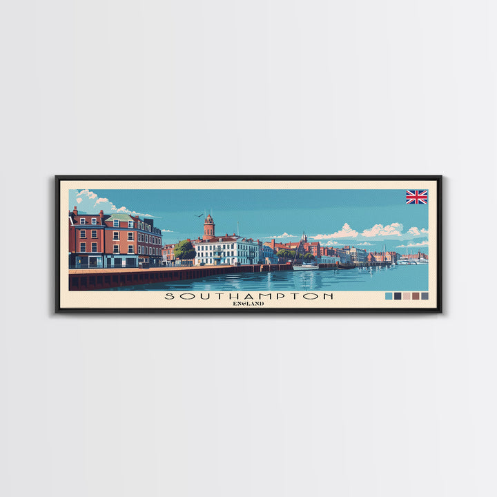 Southampton, England Panoramic Canvas Print, Southampton, England Painting, England Art, Southampton Travel Poster, Travel Art, Housewarming Gift