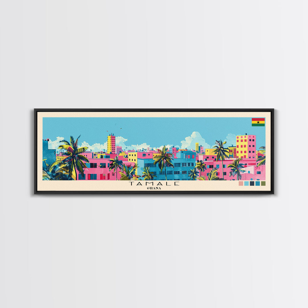 Tamale, Ghana Panoramic Canvas Print, Tamale, Ghana Painting, Ghana Art, Tamale Travel Poster, Travel Art, Housewarming Gift