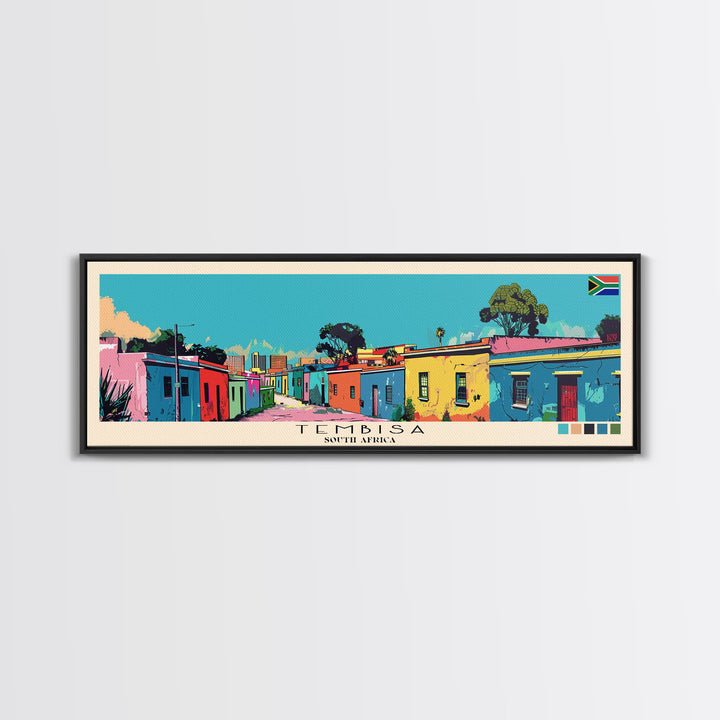 Tembisa, South Africa Panoramic Canvas Print, Tembisa, South Africa Painting, South Africa Art, Tembisa Travel Poster, Travel Art, Guest Room Painting