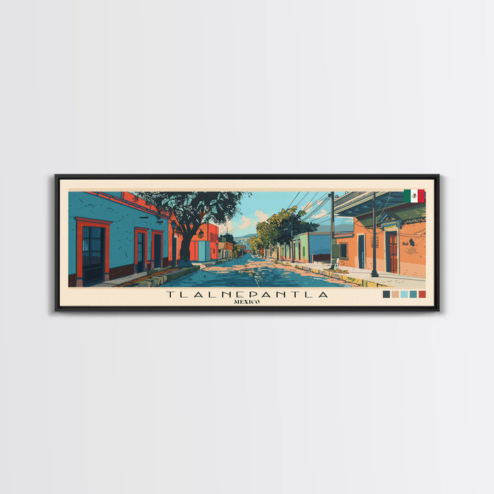 Tlalnepantla, Mexico Panoramic Canvas Print, Tlalnepantla, Mexico Painting, Mexico Art, Tlalnepantla Travel Poster, Travel Art, Vacation Gift