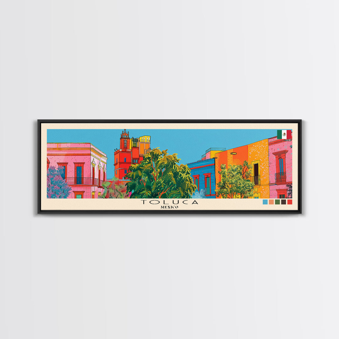 Toluca, Mexico Panoramic Canvas Print, Toluca, Mexico Painting, Mexico Art, Toluca Travel Poster, Travel Art, Guest Room Painting