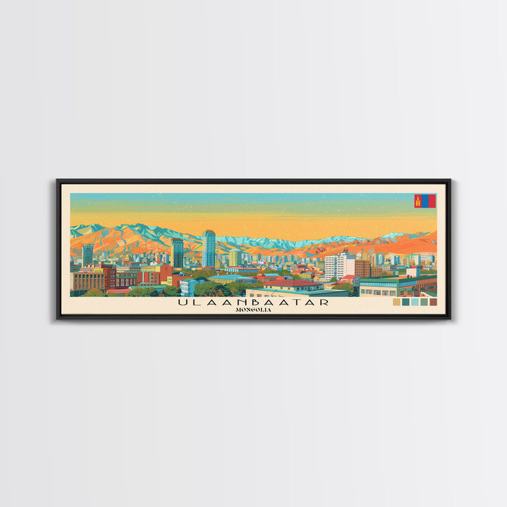 Ulaanbaatar, Mongolia Panoramic Canvas Print, Ulaanbaatar, Mongolia Painting, Mongolia Art, Ulaanbaatar Travel Poster, Travel Art, Housewarming Gift