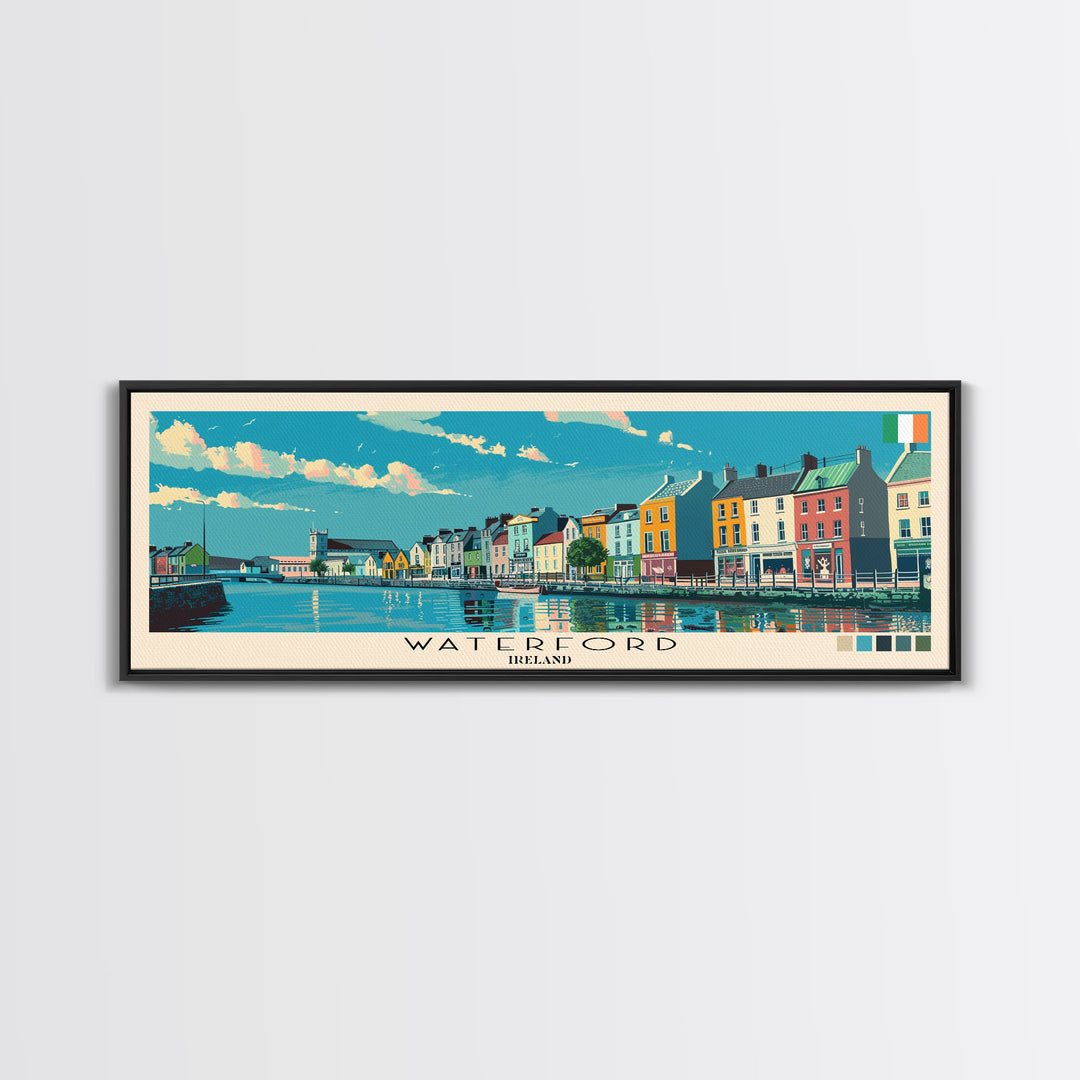 Waterford, Ireland Panoramic Canvas Print, Waterford, Ireland Painting, Ireland Art, Waterford Travel Poster, Travel Art, Housewarming Gift