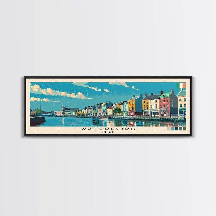 Waterford, Ireland Panoramic Canvas Print, Waterford, Ireland Painting, Ireland Art, Waterford Travel Poster, Travel Art, Housewarming Gift