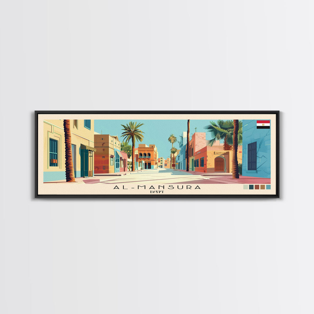 al-Mansura, Egypt Panoramic Canvas Print, al-Mansura, Egypt Painting, Egypt Art, al-Mansura Travel Poster, Travel Art, Vacation Gift