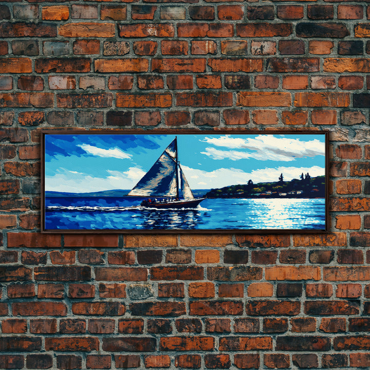 Come Sail Away - Panoramic Sail Boat Art - Framed Canvas Print - Oil Painting Reprint - Framed Art - Sailing On The Open Ocean