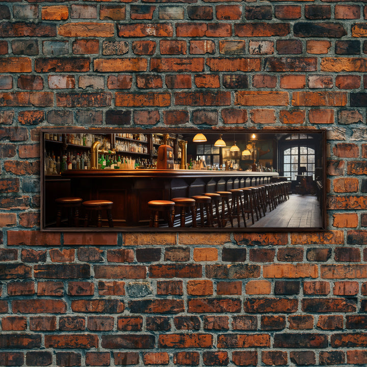 Panoramic Bar Wall Art, Vintage 19th Century Bar Wall Art, Framed Canvas Print, Bar Cart Art, Bar Wall Art, Bar Art Prints, Antique Bar Art