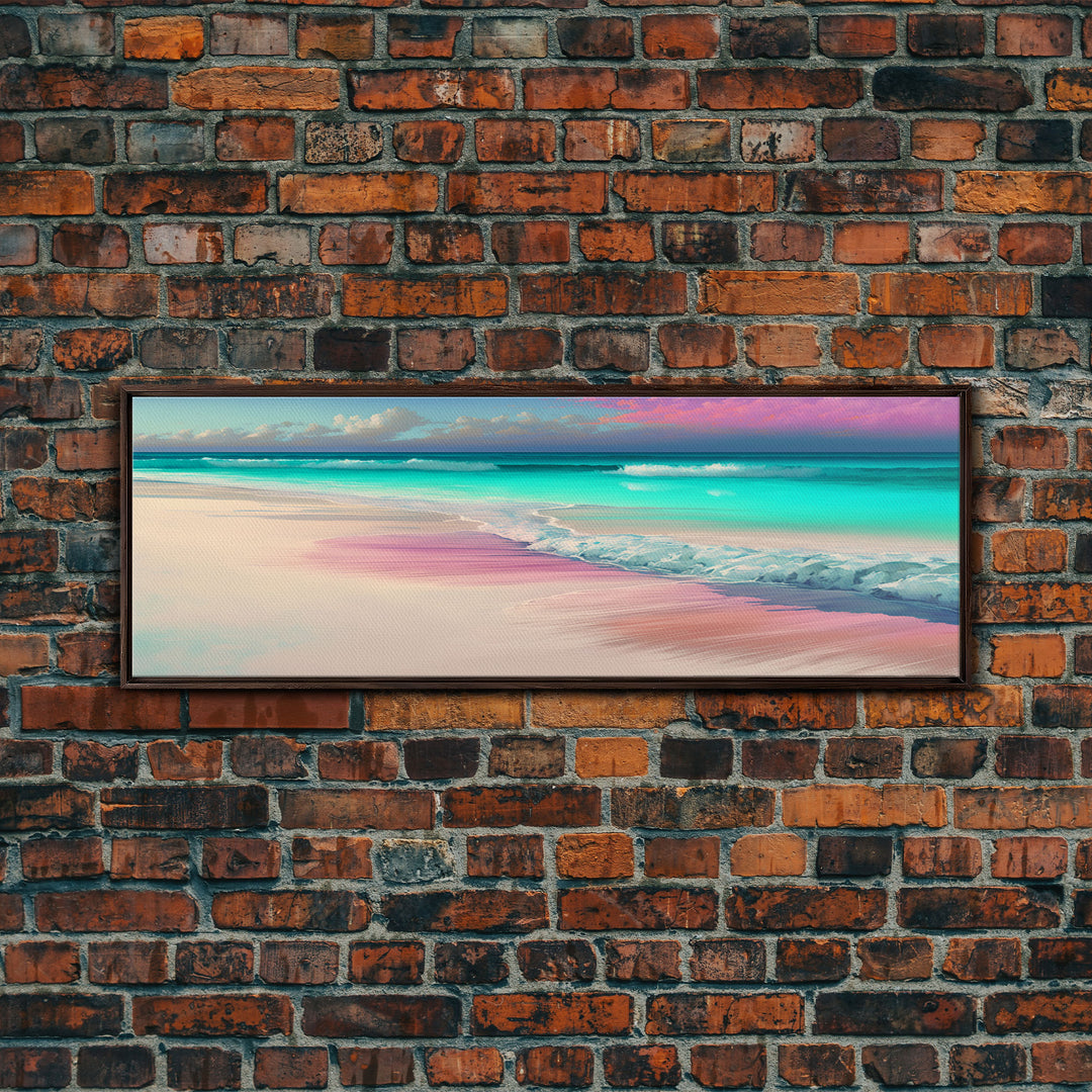 Panoramic Beach Sunset Framed Canvas Print - Perfect for Living Room, Bedroom, or Office Decor | Framed Wall Art, Blue Ocean and Sunset