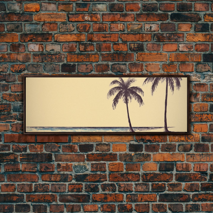 Minimalist Beach Canvas Art Print, Palm Trees, Tropical Beach, Canvas Wall Art Beach, Wall Decor, Panoramic, Wall Art, Canvas Print