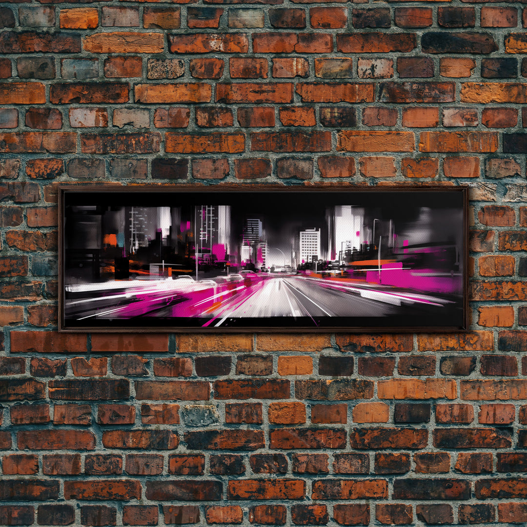 Abstract City Art Print, Abstract Framed Canvas Print, Skyscrapers, Urban Art Wall Decor, Wall Decor, Panoramic, Wall Art, Canvas Print