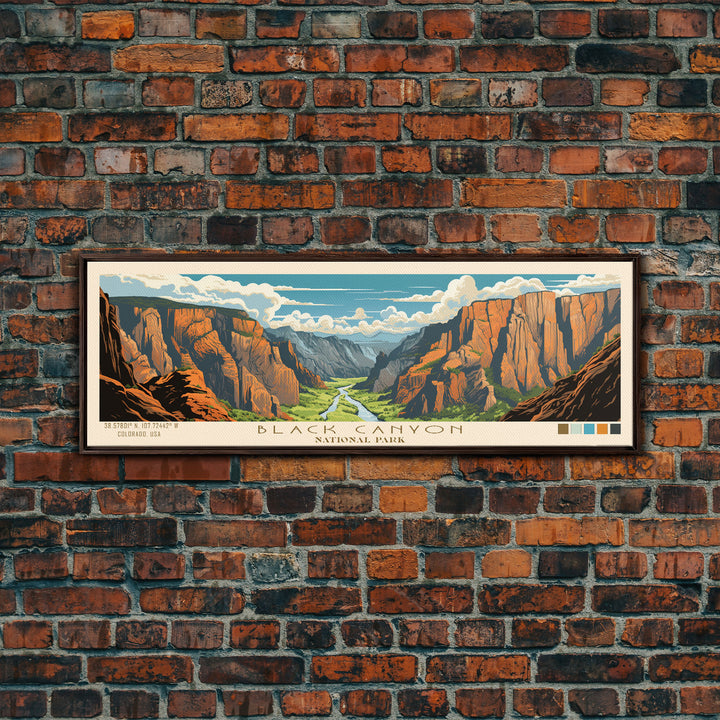 Black Canyon Of The Gunnison National Park, Panoramic Colorado Travel Art, National Park Print, Minimalist Travel Art, Midcentury Modern