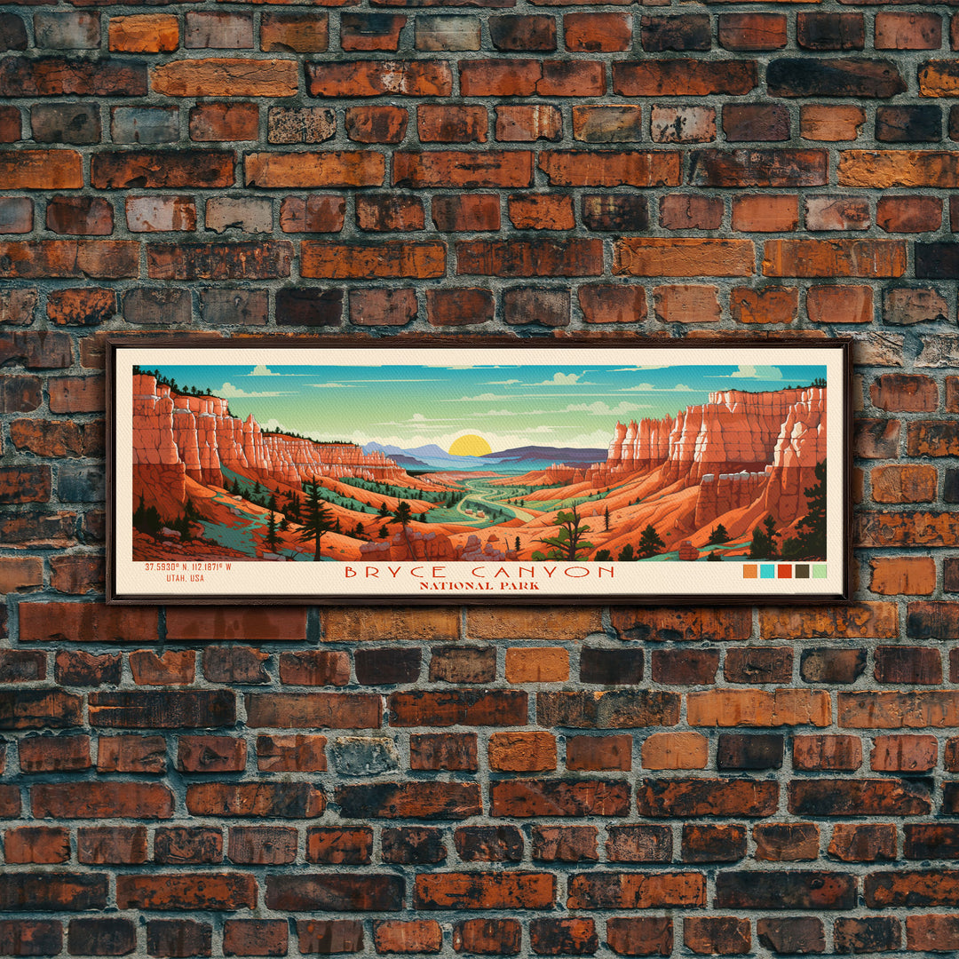 Bryce Canyon National Park, Panoramic Utah Travel Art, National Park Print, Minimalist Travel Art, Midcentury Modern Style Landscape