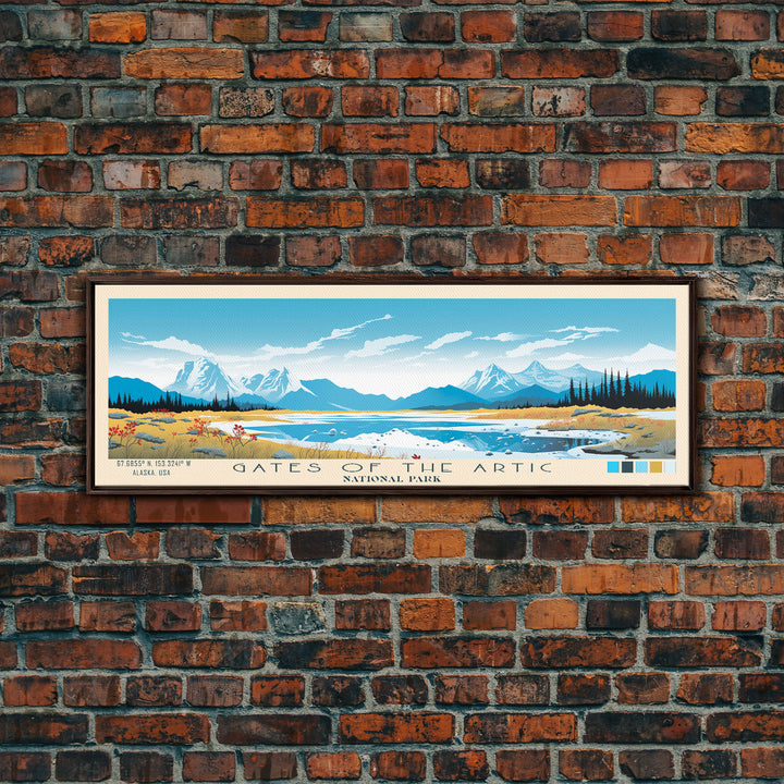 Gates Of The Arctic National Park Panoramic Alaska Travel Art, National Park Print, Minimalist Travel Art, Midcentury Modern Style Landscape