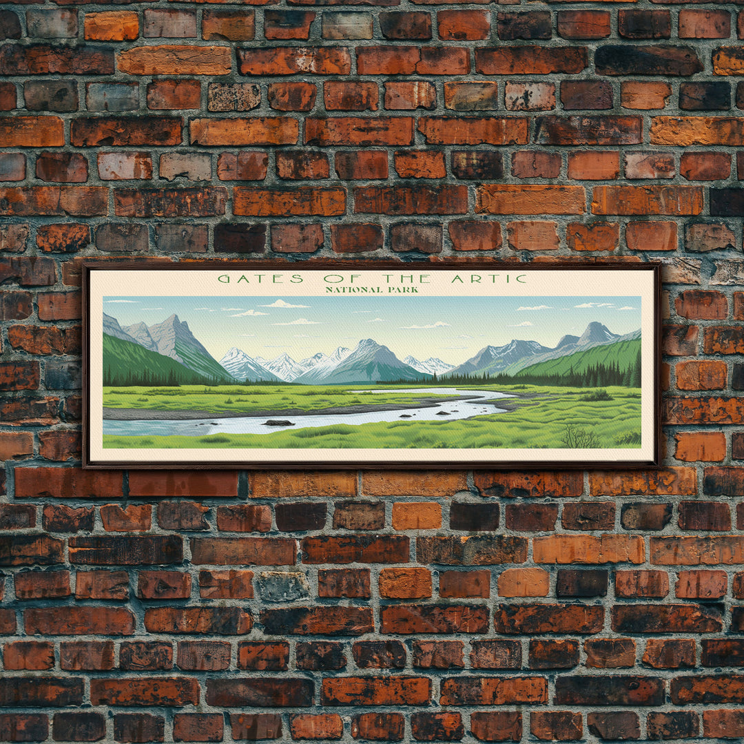 Gates Of The Arctic National Park Panoramic Alaska Travel Art, National Park Print, Minimalist Travel Art, Midcentury Modern Style Landscape