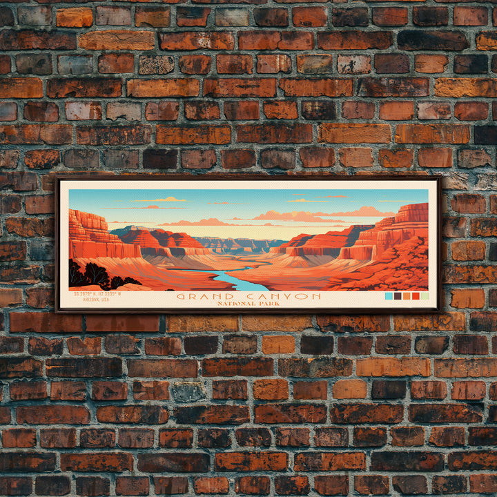 Grand Canyon National Park, Panoramic Arizona Travel Art, National Park Print, Minimalist Travel Art, Midcentury Modern Style Landscape