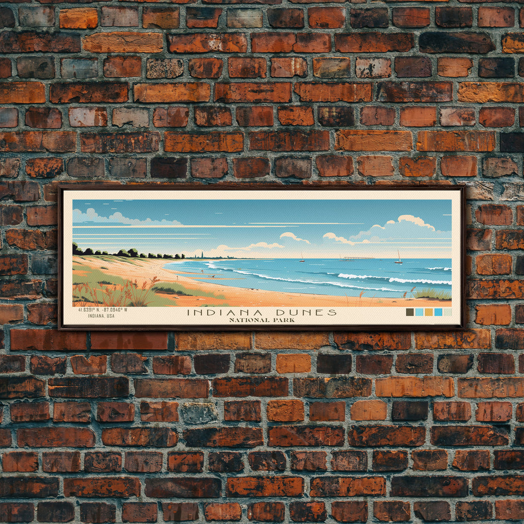 Indiana Dunes National Park, Panoramic Indiana Travel Art, National Park Print, Minimalist Travel Art, Midcentury Modern Style Landscape