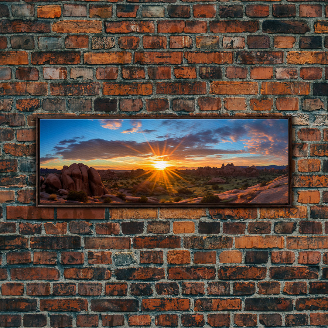 Photographic Panoramic of Arches National Park, Sunset Photography, National Park Art, Framed Canvas Print, Landscape Photography