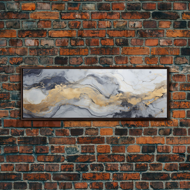 Silver Marble Canvas Wall Art, Abstract Canvas Art, Panoramic Art, Extra Large Wall Art, Marble Wall Decor, Large Canvas Art, Modern Art