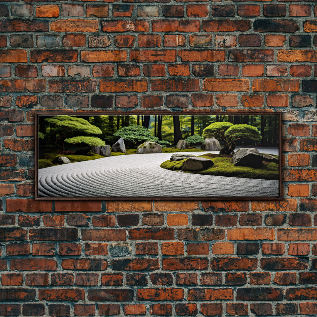 Zen Garden Art, Framed Canvas Print, Meditation Center Wall Decor, Lobby Art, Entryway Decor, Calming Meditation Art