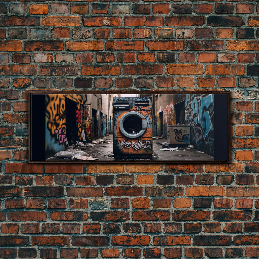 Urban Decay Graffiti Punk Wall Art, Street Art, Framed Canvas Print, Washing Machine, Limited Edition, High Quality Art, Game Room Art