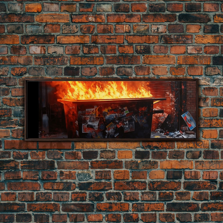 A Dumpster Fire, Canvas Wall Art, Modern Art, Urban Art, Wall Print