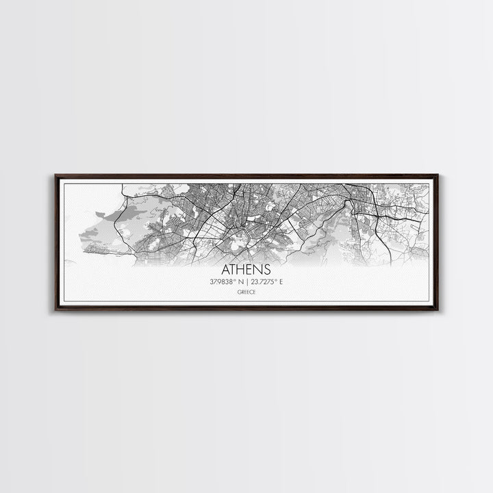 Panoramic Athens City Map, Greece Art, Map Print, Minimalist Wall Art, Canvas Art, Housewarming Gift, Street Map Art, Closing Gift