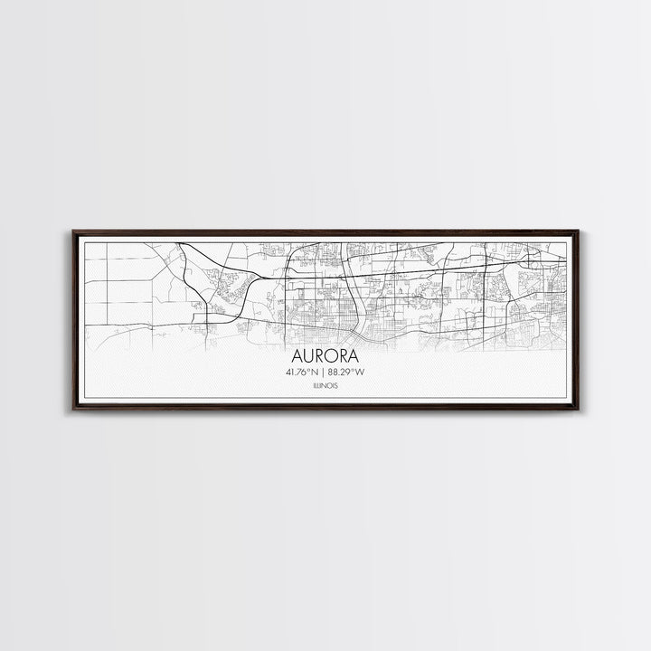 Panoramic Aurora City Map, Illinois Art, Map Print, Minimalist Wall Art, Canvas Art, Housewarming Gift, Street Map Art, Closing Gift